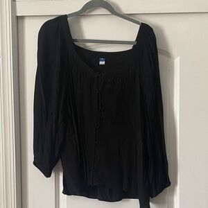 Old Navy Black Scoop Neck Button-Front Blouse